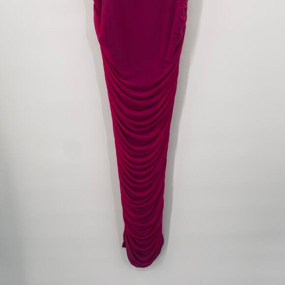 Showpo Coming for You Mesh Ruched Bodycon Midi Dress Magenta Hot Pink NEW 8 - Picture 3 of 11